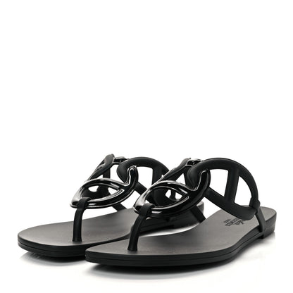Hermes Rubber Womens Egerie Sandals 36 Black 3 of 8