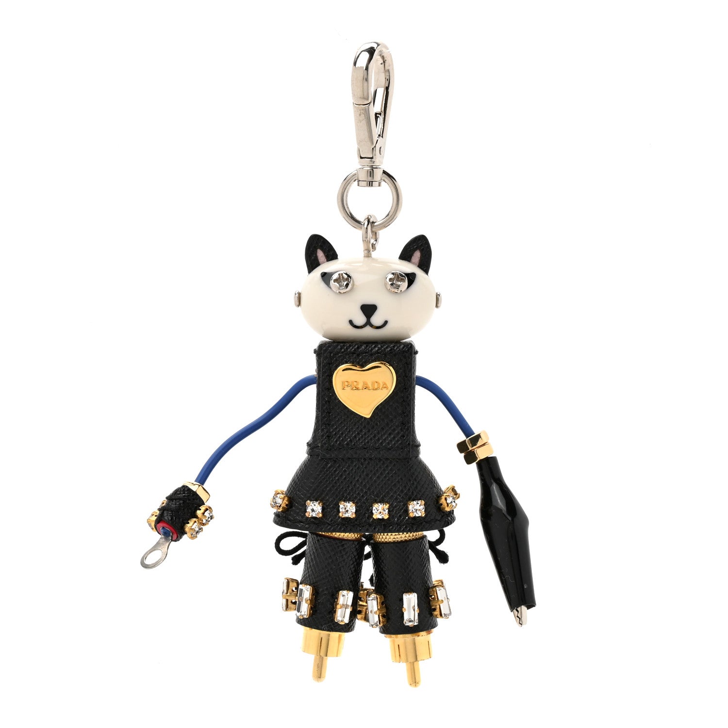 Prada Saffiano Cat Robot Trick Keychain Black 1 of 3