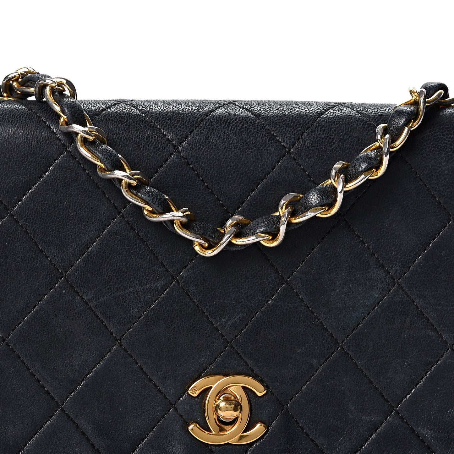 Lambskin Quilted Small Single Flap Black