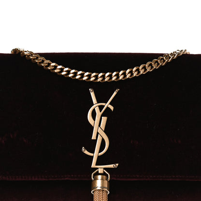 Saint Laurent Velvet Small Classic Monogram Kate Tassel Satchel Burgundy 13 of 14