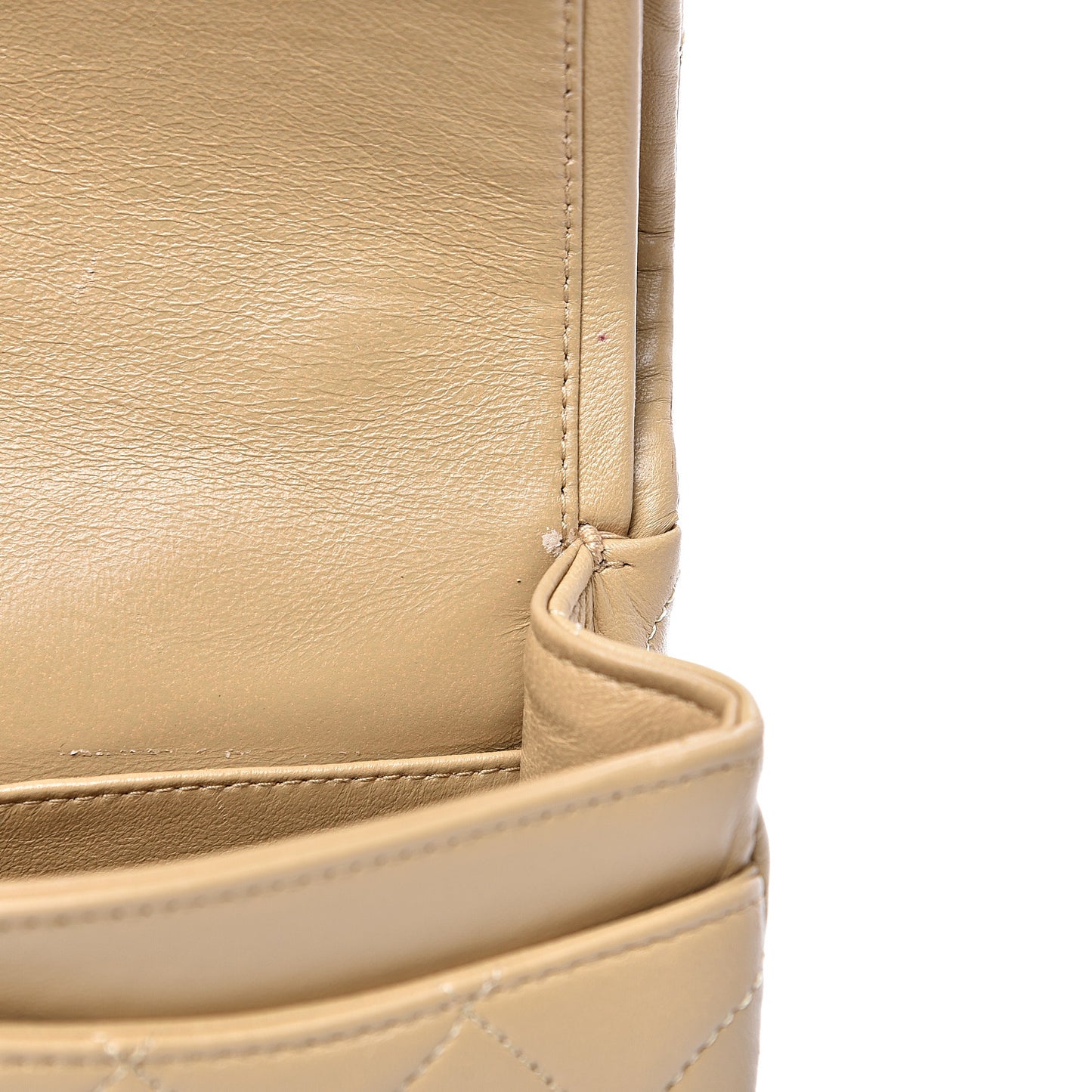 Lambskin Quilted Small Double Flap Beige
