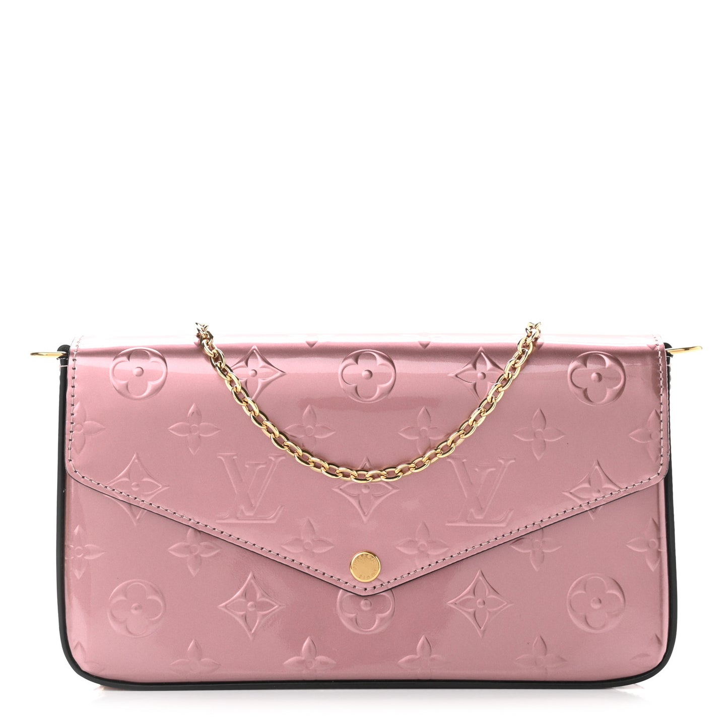 Vernis Pochette Felicie Chain Wallet Metallic Pale Pink