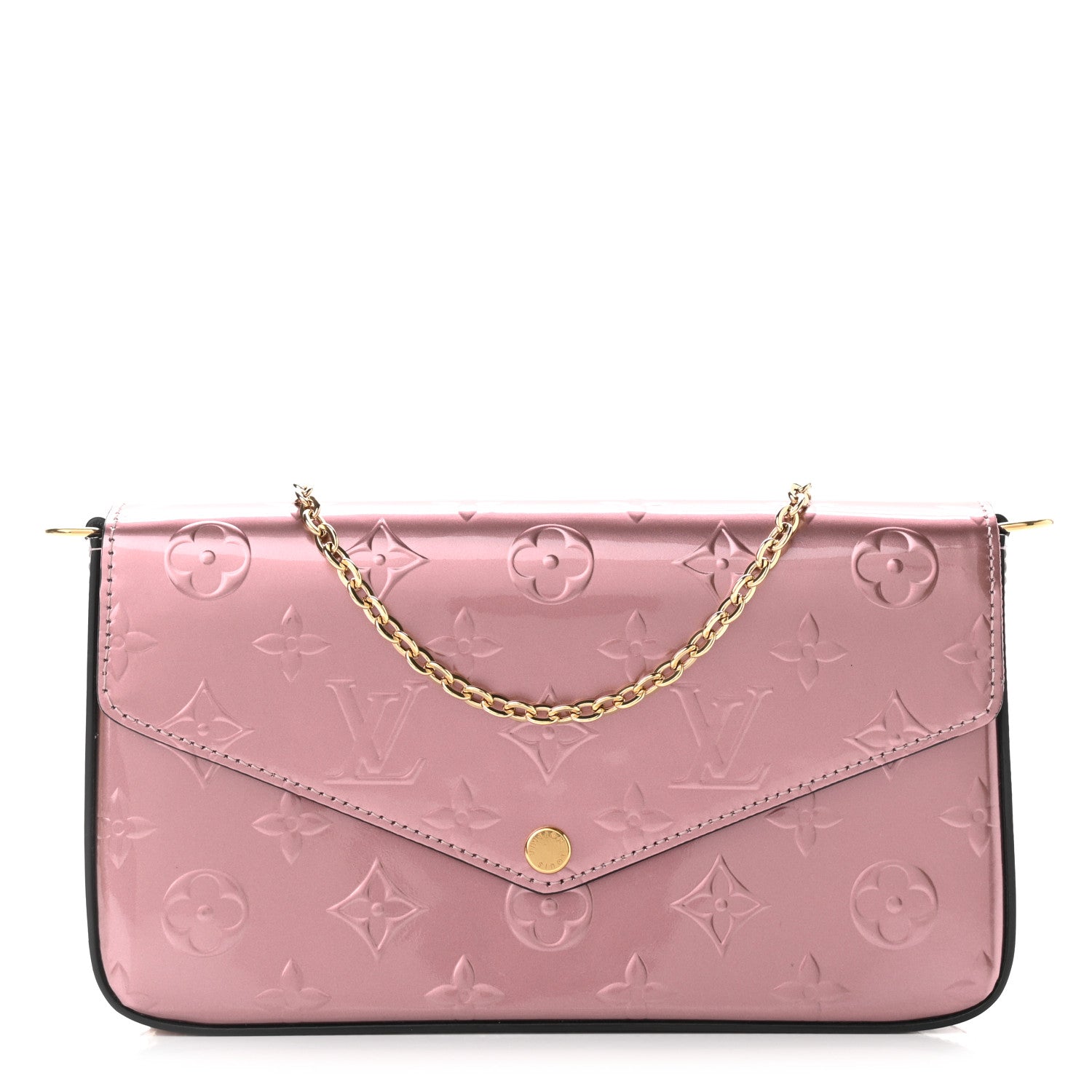 Louis Vuitton Vernis Pochette Felicie Chain Wallet Metallic Pale Pink 3 of 10