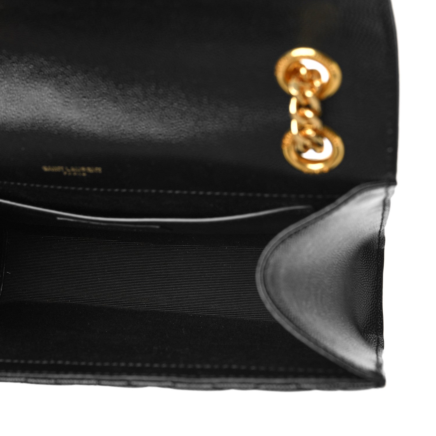 Saint Laurent Grain De Poudre Textured Mixed Matelasse Triquilt Medium Monogram Satchel Black 5 of 9