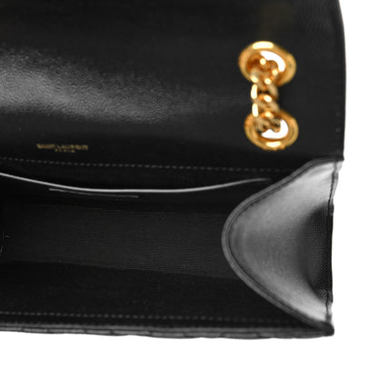 Saint Laurent Grain De Poudre Textured Mixed Matelasse Triquilt Medium Monogram Satchel Black 5 of 9