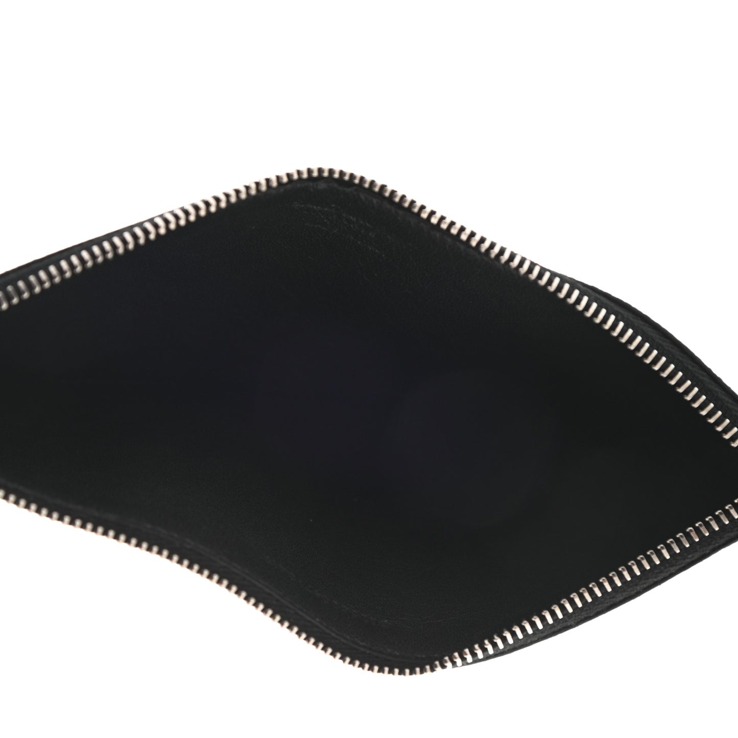 Grained Calfskin Zip Pouch Card Holder Black