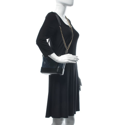 Chanel Aged Calfskin Quilted Small Gabrielle Hobo Navy Black 2 of 8