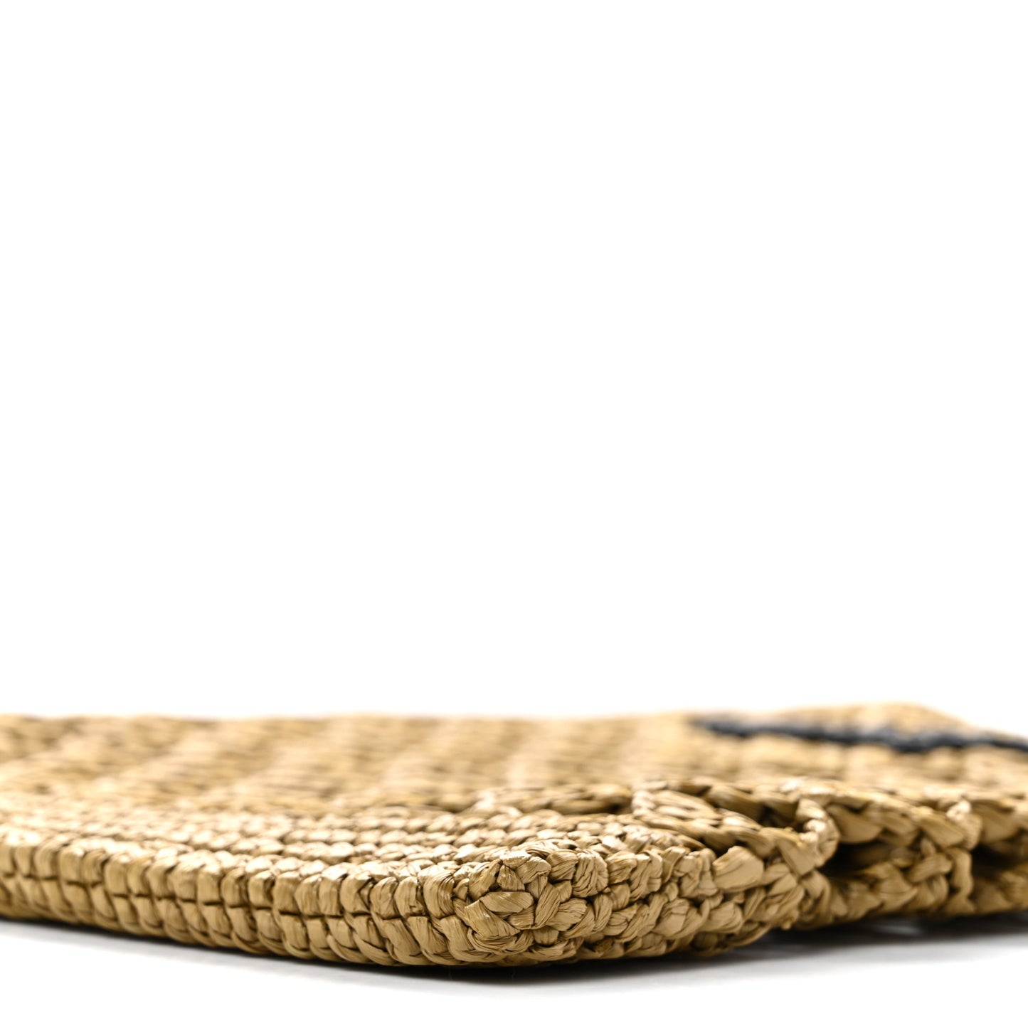 Yarn Raffia Effect Crochet Logo Embroidered Tote Bag Oliva
