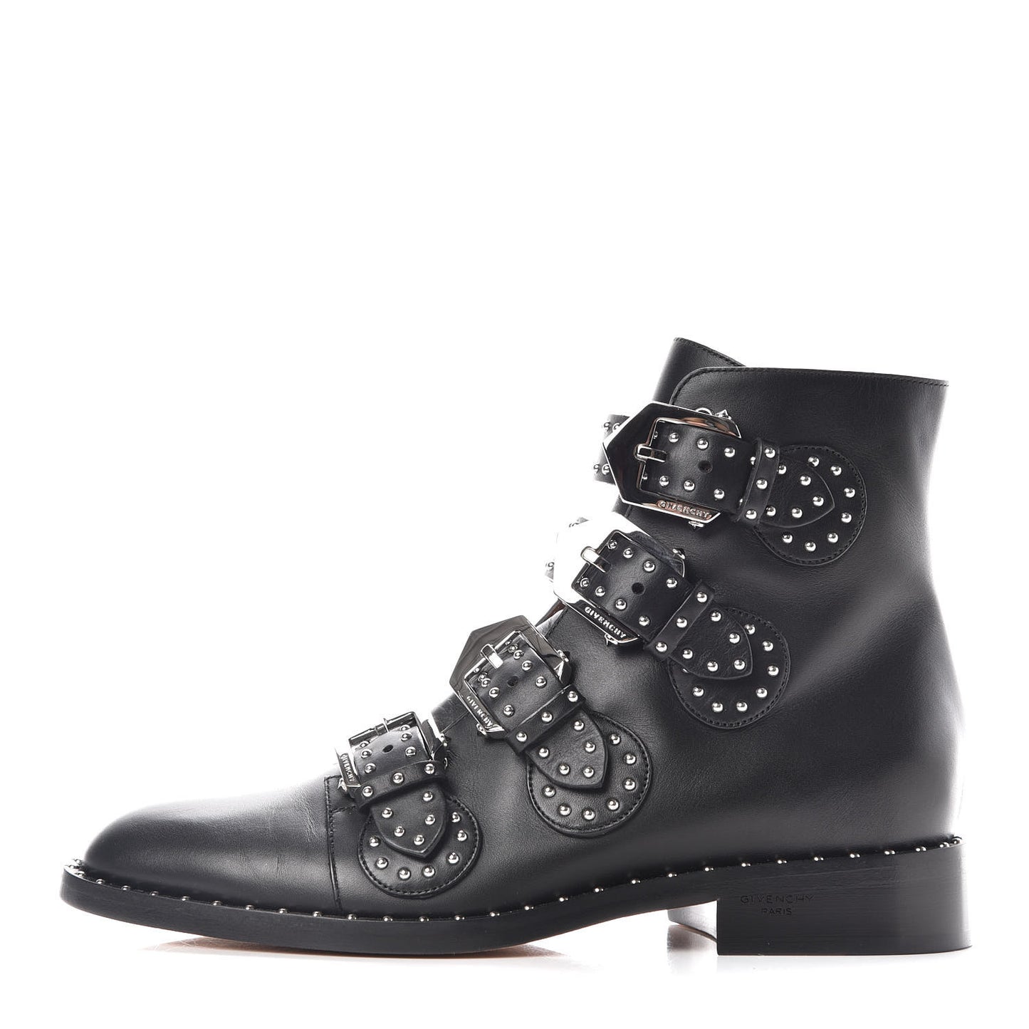 Calfskin Studded Prue Buckle Bootie 36.5 Black