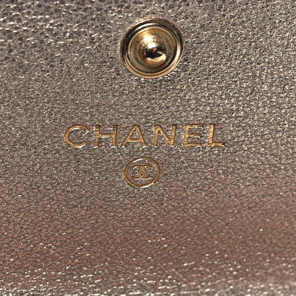 Chanel Metallic Perforated Lambskin Quilted Large Gusset Flap Wallet Light Pink 6 of 13