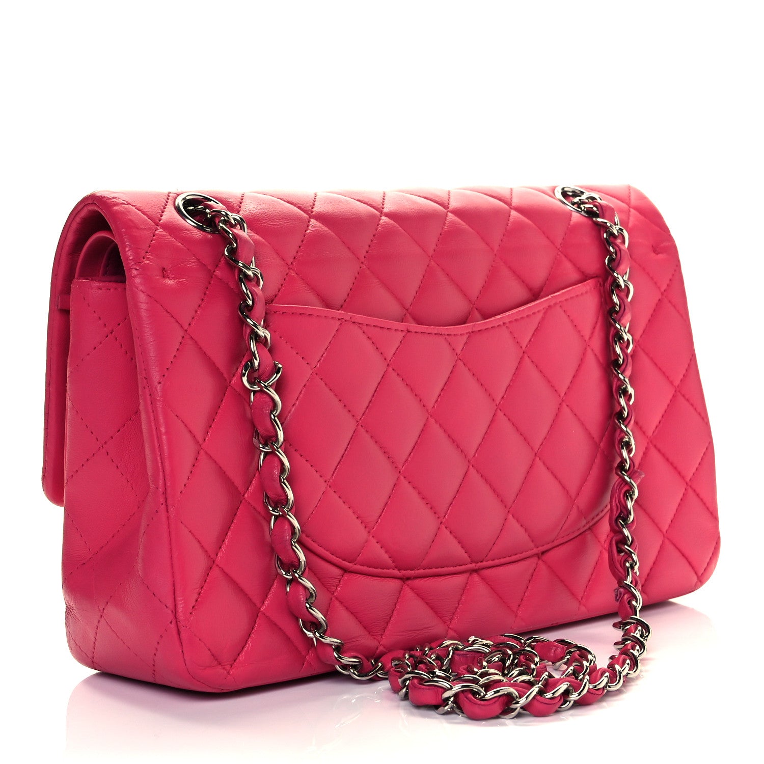 Chanel Lambskin Quilted Medium Double Flap Dark Pink 3 of 9
