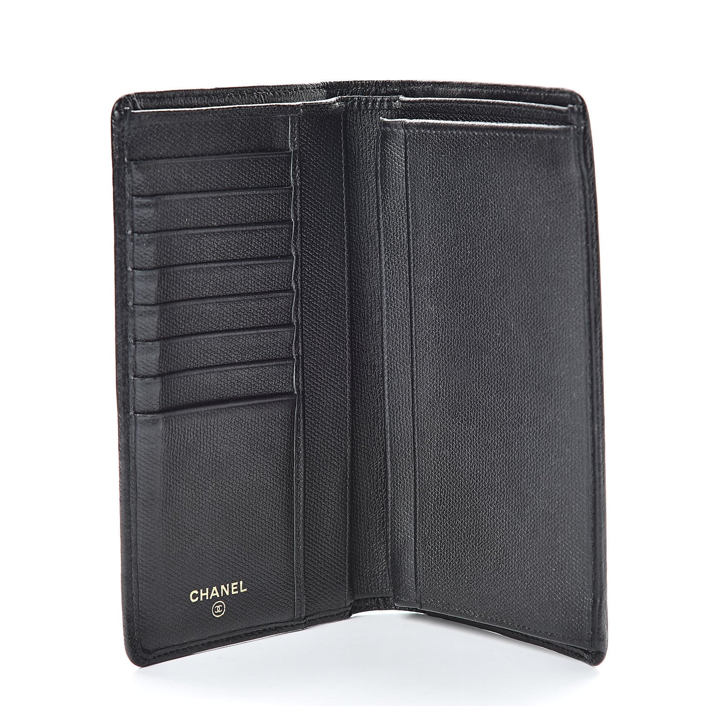 Grained Calfskin Yen Wallet Black