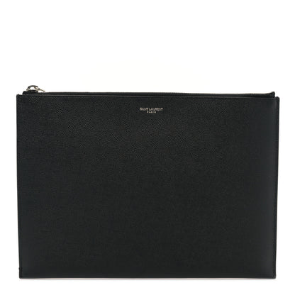 Saint Laurent Grain De Poudre Zipped Tablet Holder Black 1 of 9