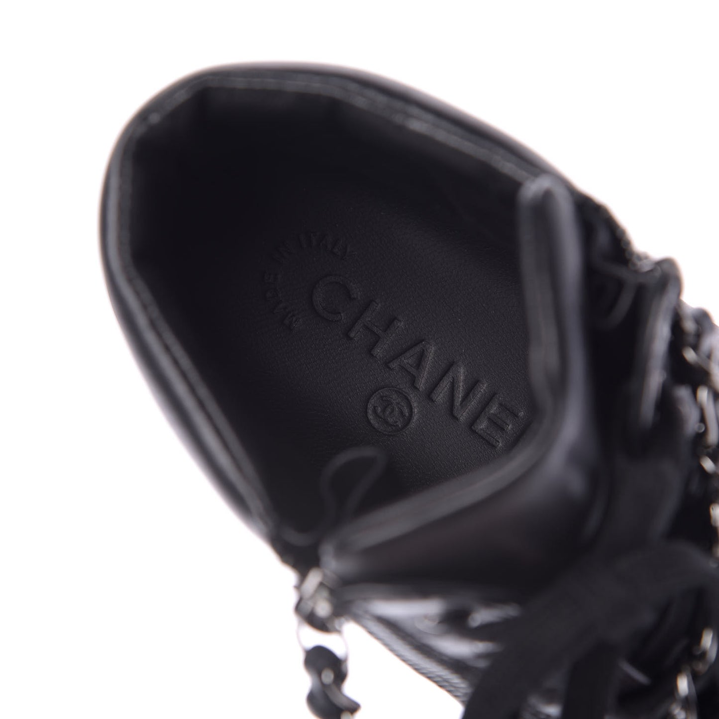 Lambskin Zipped Chain CC Sneakers 37 Black