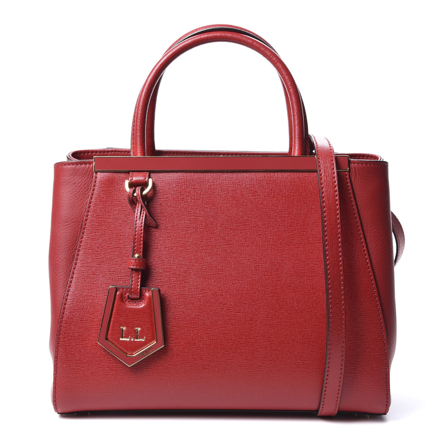 Fendi Vitello Elite Flamingo Petite 2Jours Tote Mattone 1 of 10