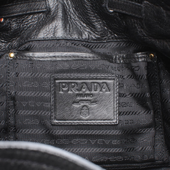 Prada Leather Gaufre Drawstring XL Nero Black 6 of 7