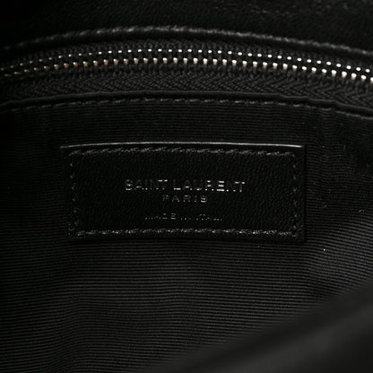 Saint Laurent Lambskin Quilted Toy Loulou Puffer Monogram Chain Satchel Black 6 of 8