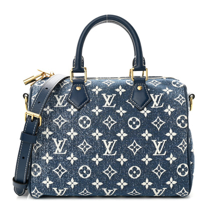 Louis Vuitton LOUIS VUITTON Monogram Jacquard Denim Speedy Bandouliere 25 Bleu 1 of 9