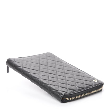 Chanel Caviar Quilted Zip Around Notebook Agenda Cover Black 3 of 7