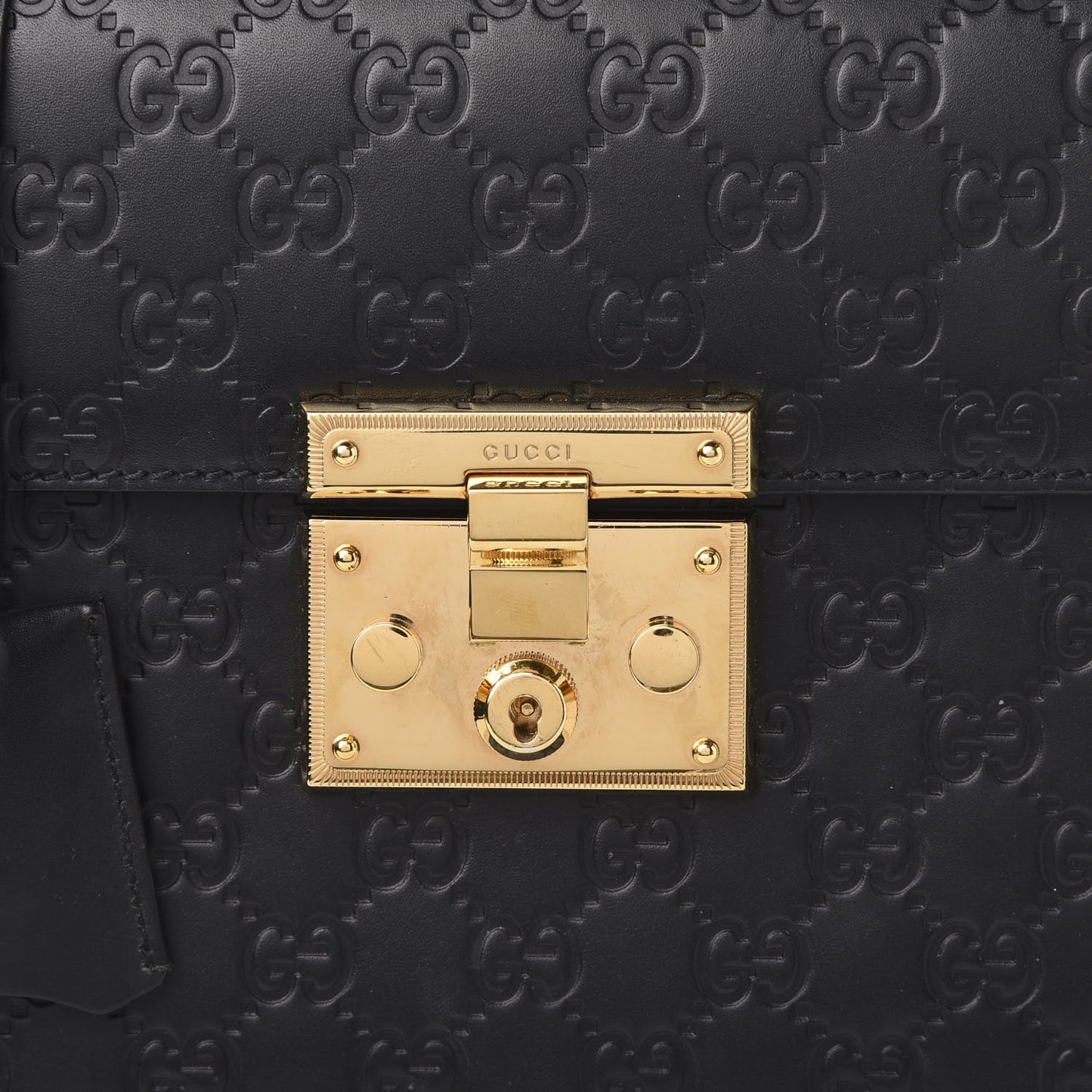Guccissima Signature Small Padlock Top Handle Bag Black