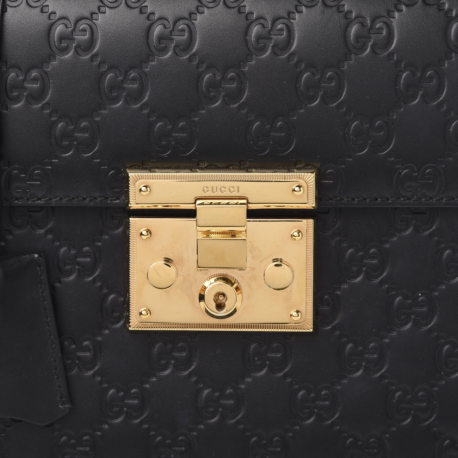 Gucci Guccissima Signature Small Padlock Top Handle Bag Black 11 of 11
