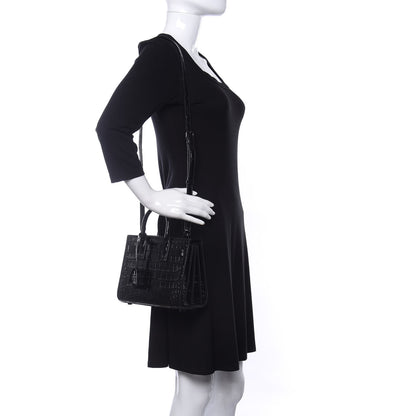Saint Laurent Calfskin Crocodile Embossed Nano Sac De Jour Black 2 of 9