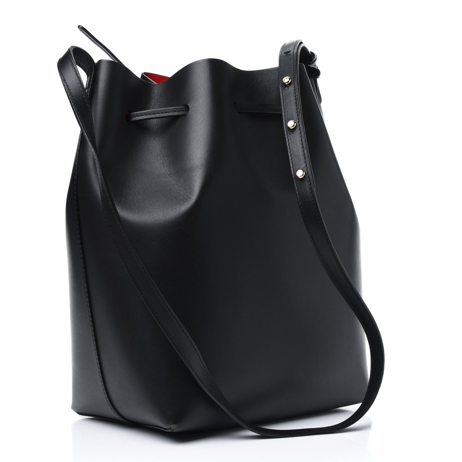 Mansur Gavriel Vegetable Tanned Calfskin Bucket Bag Black Flamma 4 of 35