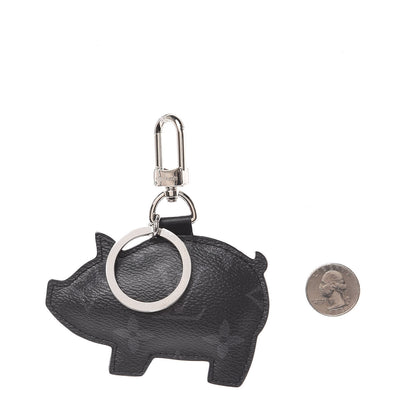 Louis Vuitton Calfskin Monogram Eclipse Pig Bag Charm Key Holder 2 of 2