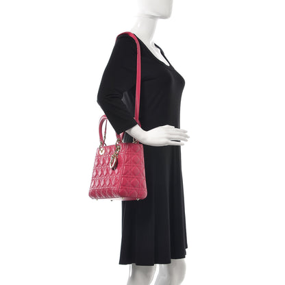 Christian Dior Lambskin Cannage Medium Lady Dior Fuchsia 2 of 8
