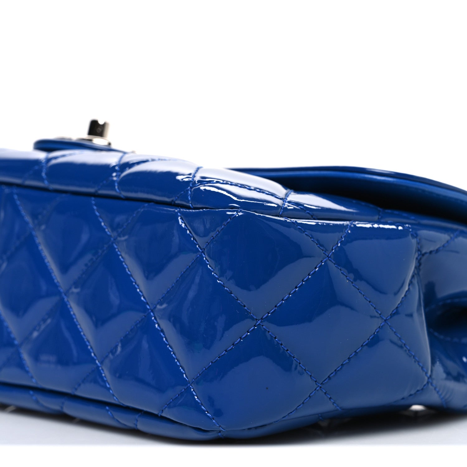 Chanel Patent Quilted Large Coco Shine Flap Blue 10 of 11