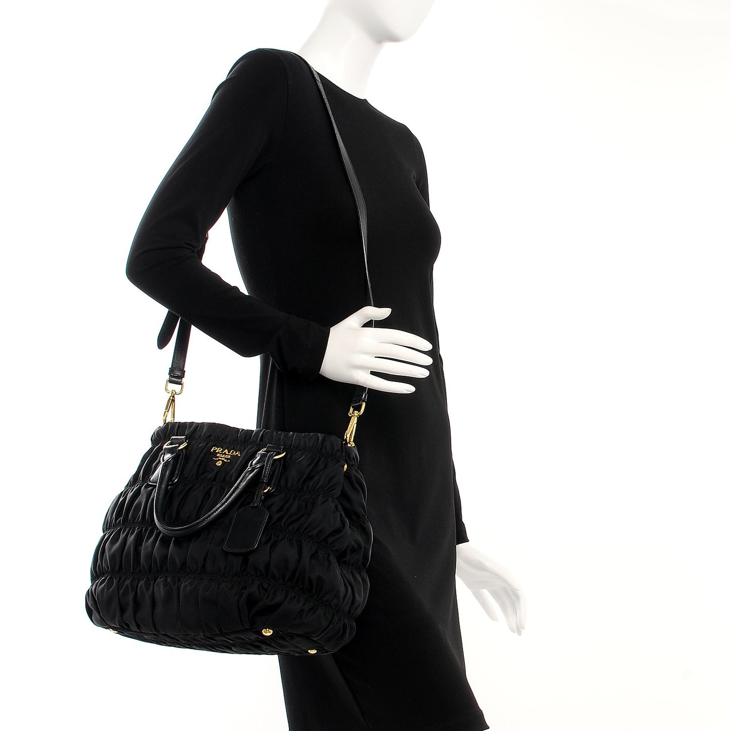 Tessuto Nylon Gaufre Tote Nero Black