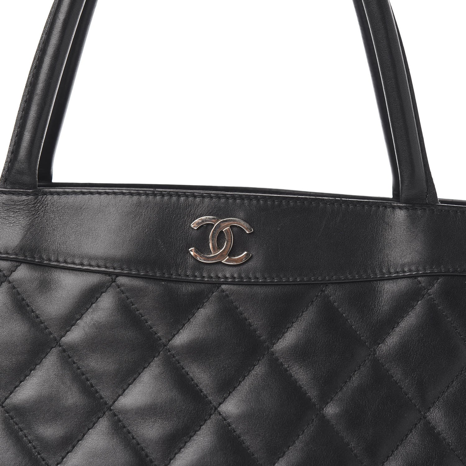 Chanel Lambskin Quilted Shopping Tote Black 10 of 10