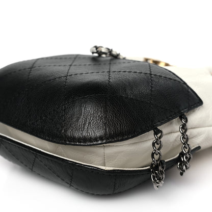 Chanel Aged Calfskin Quilted Small Gabrielle Bucket White Black 9 of 10
