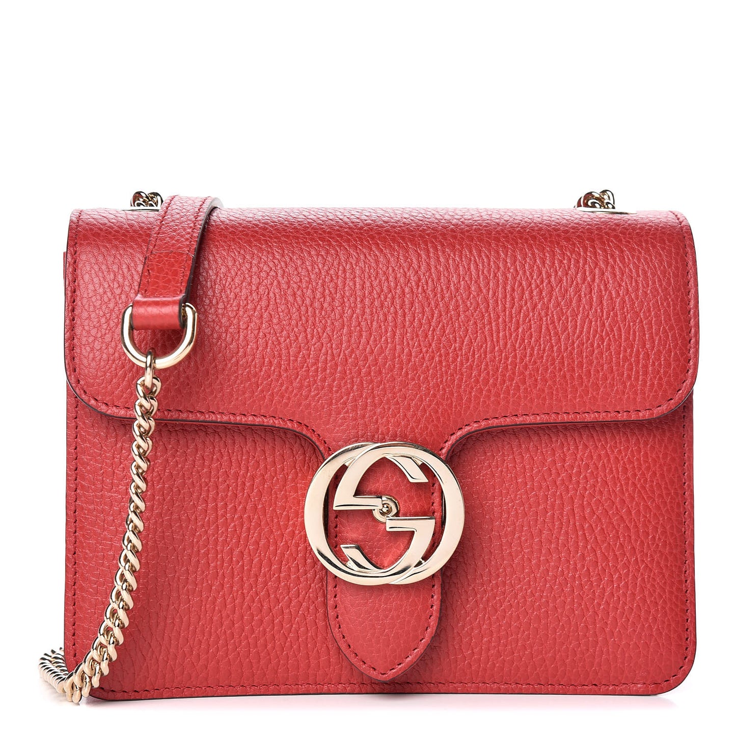 Dollar Calfskin Small Interlocking G Shoulder Bag Red