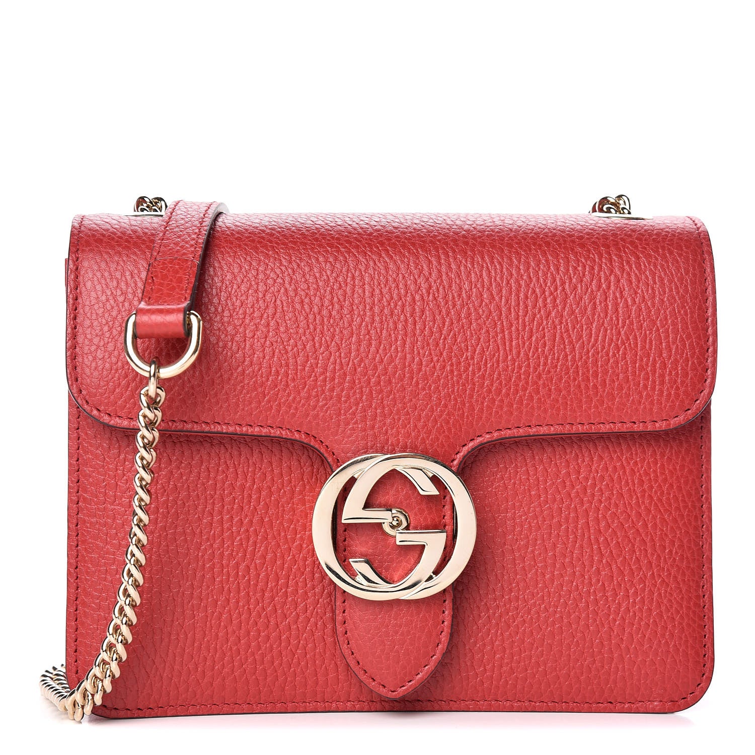 Gucci Dollar Calfskin Small Interlocking G Shoulder Bag Red 1 of 10
