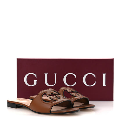 Gucci Cosmos Softy Calfskin Interlocking G Cut Out Slide Sandals 37.5 Cuir 11 of 11