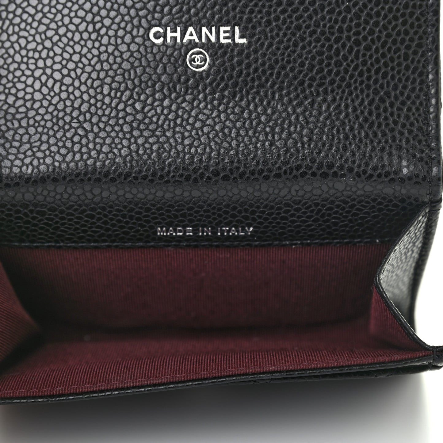 Caviar Quilted Flap Card Holder Wallet Black
