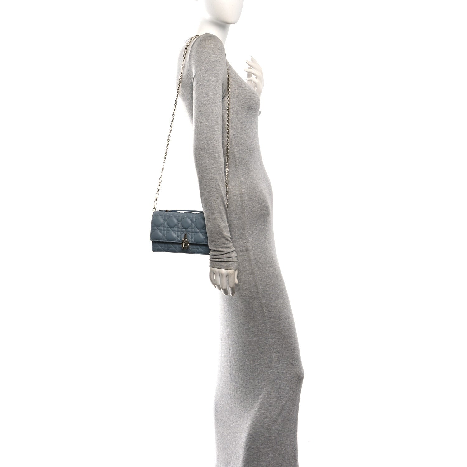 Christian Dior Lambskin Cannage Mini My Dior Top Handle Clutch Cloud Blue 2 of 10