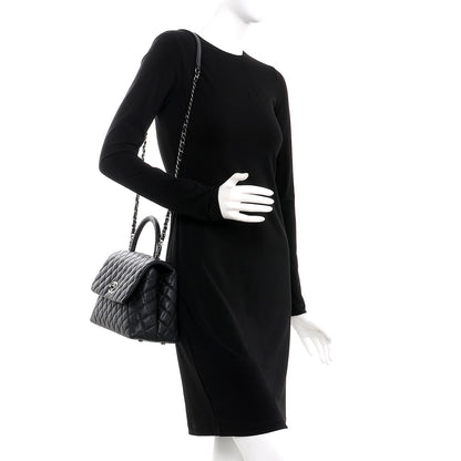 Chanel Caviar Lizard Quilted Small Coco Handle Flap Black 2 of 8