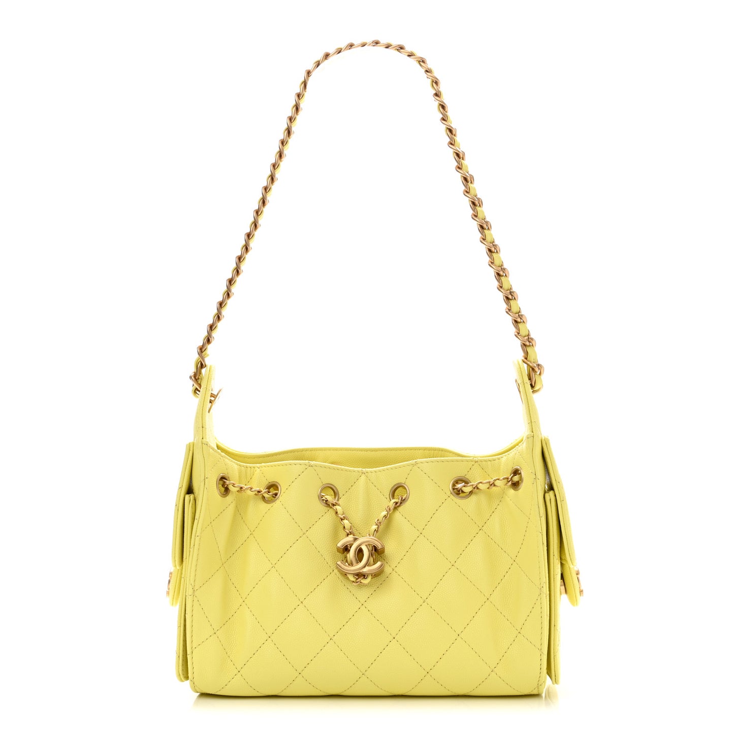 Caviar Quilted Mini Chanel 25 Handbag Yellow