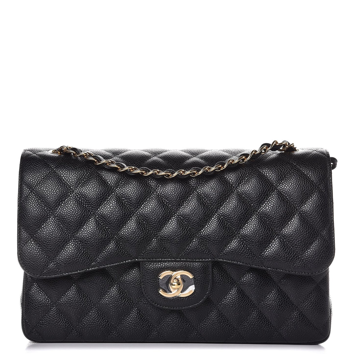 Caviar Quilted Jumbo Double Flap Black