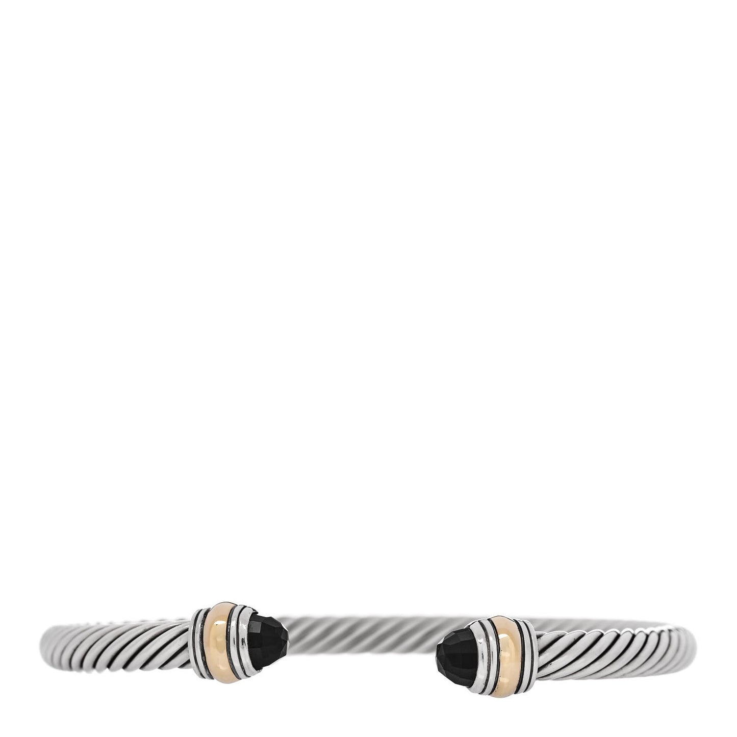 Sterling Silver 14K Yellow Gold Black Onyx 5mm Cable Classics Bracelet