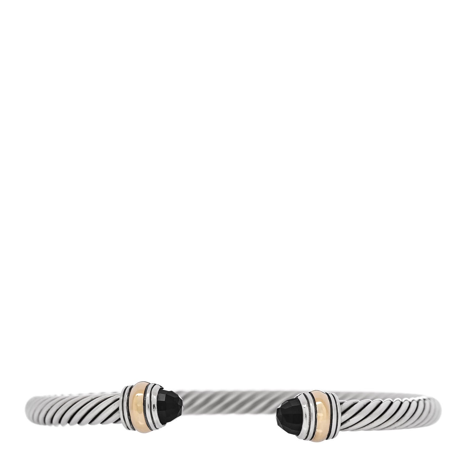 David Yurman Sterling Silver 14K Yellow Gold Black Onyx 5mm Cable Classics Bracelet 1 of 5