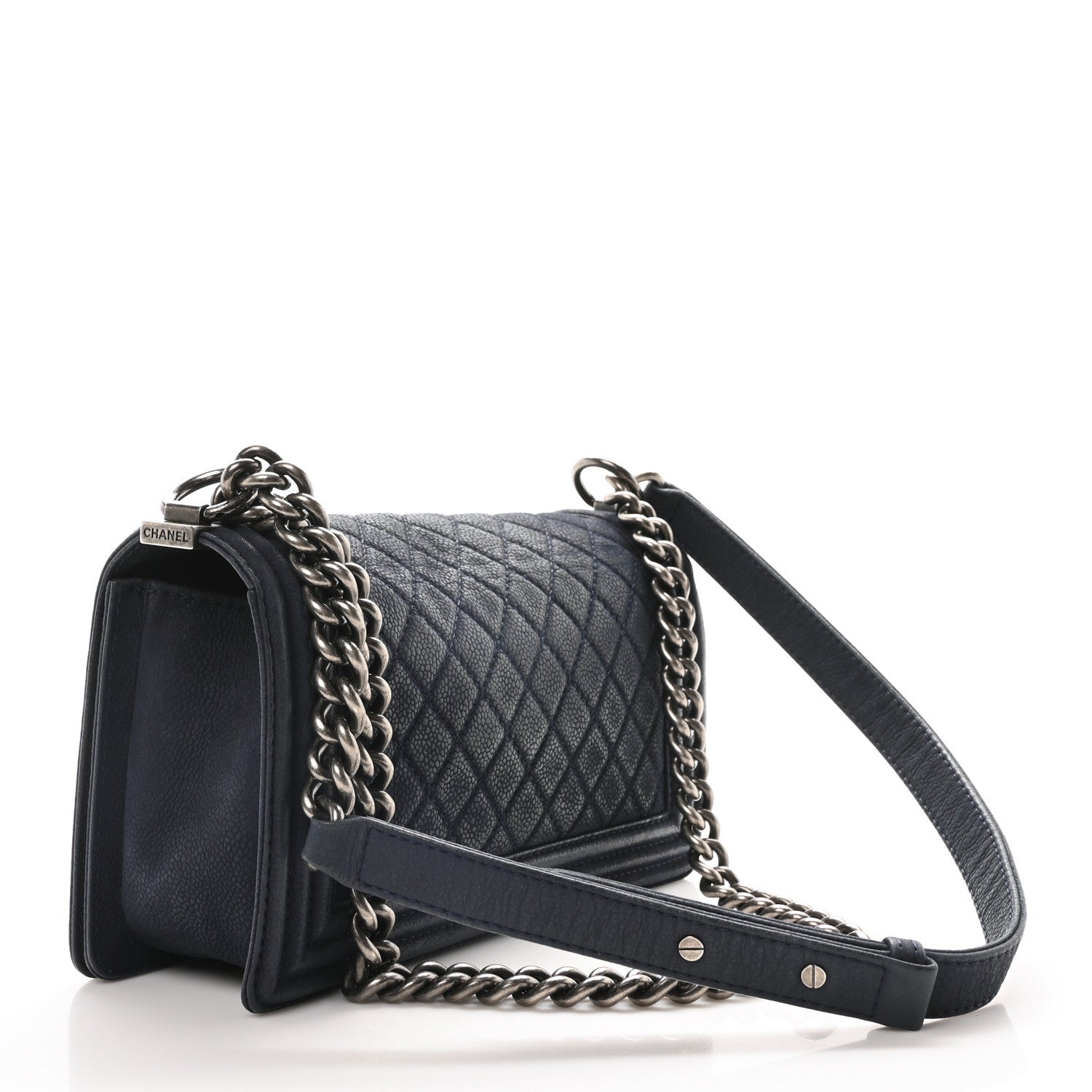Chanel Iridescent Caviar Quilted Medium Boy Flap Dark Blue 3 of 10