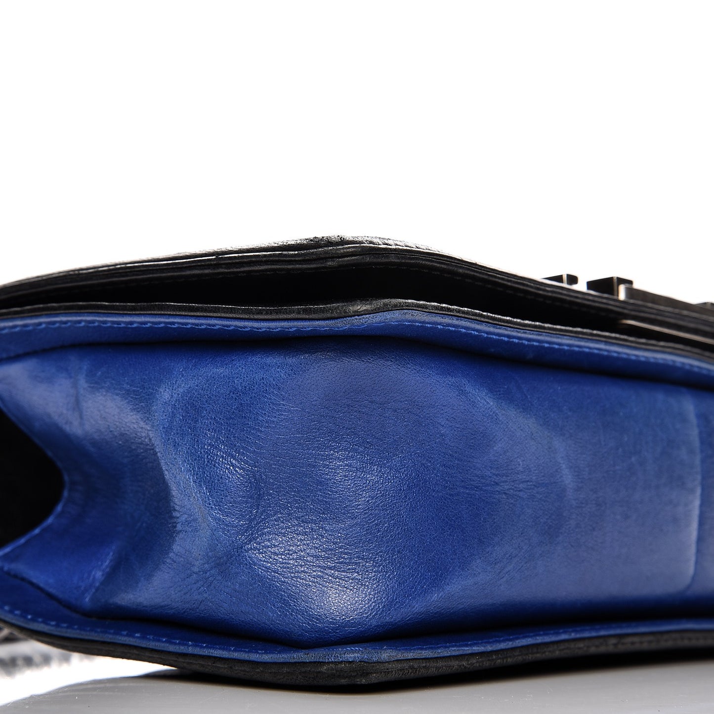 Lambskin Quilted Medium Boy Flap Black Blue