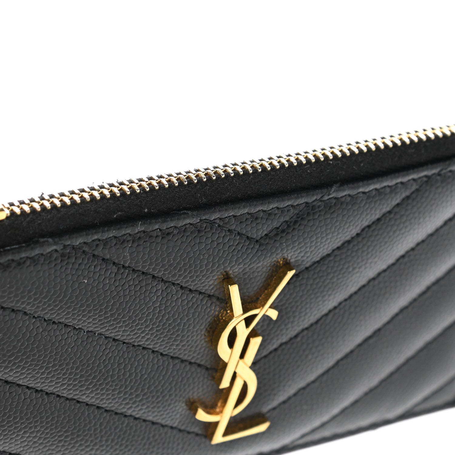 Saint Laurent Monogram Grain de Poudre 5 Fragments Zip Pouch Card Holder Black 8 of 8