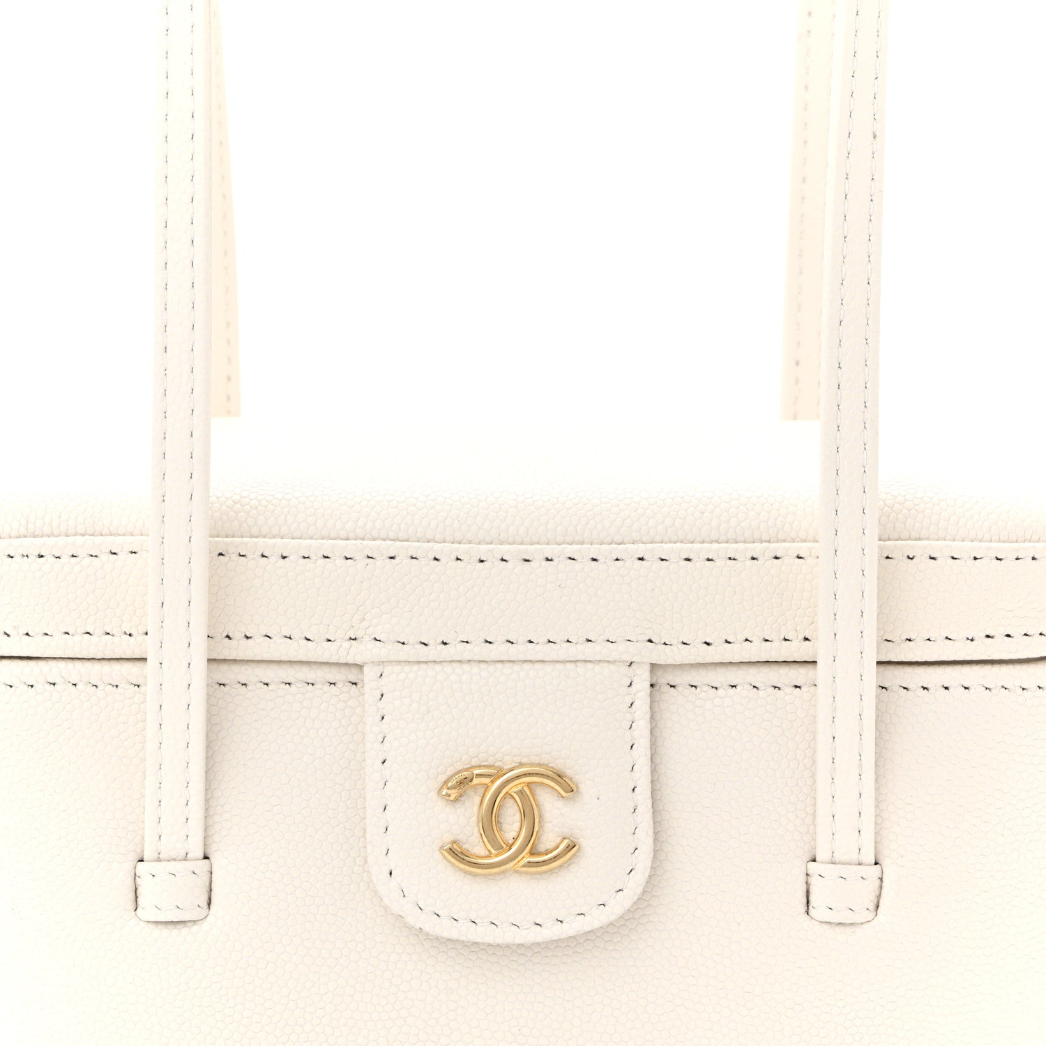 Chanel Shiny Caviar Preppy Coco Long Vanity With Strap White 8 of 10
