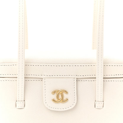 Chanel Shiny Caviar Preppy Coco Long Vanity With Strap White 8 of 10