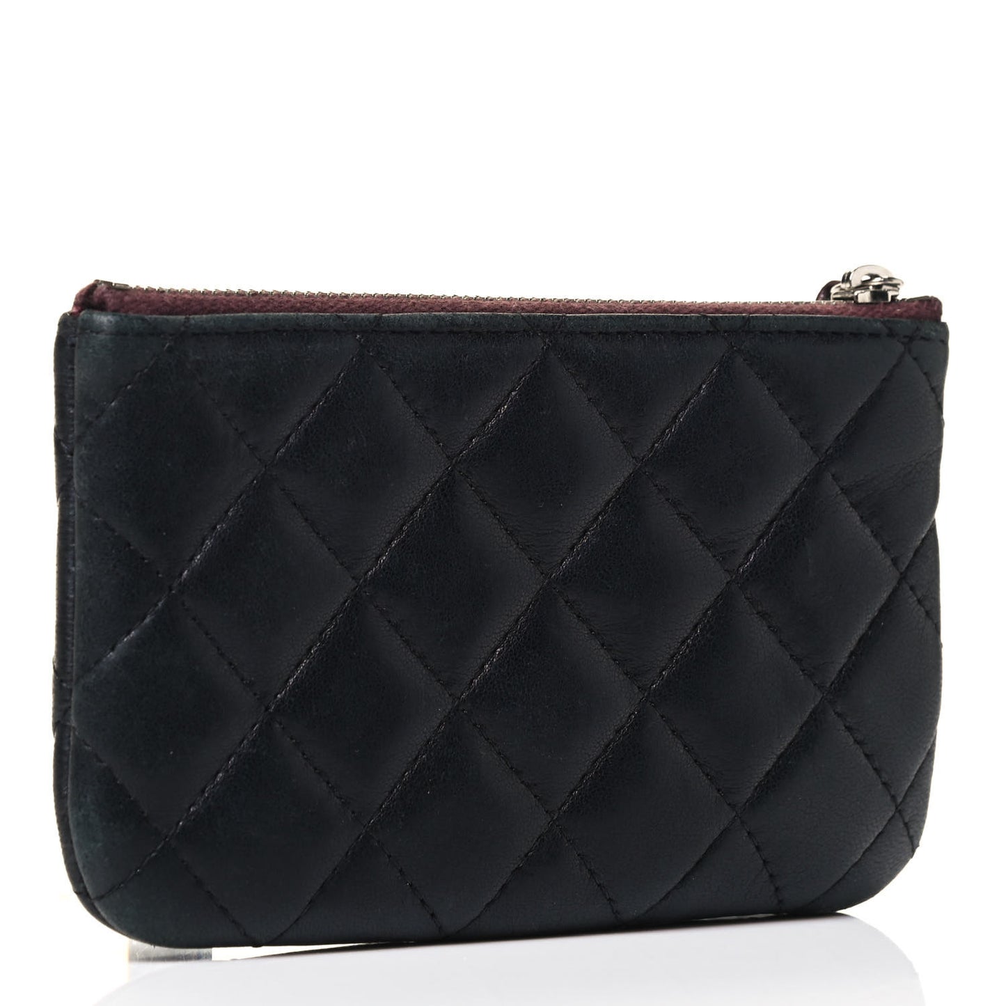 Lambskin Quilted Small Cosmetic Case Black