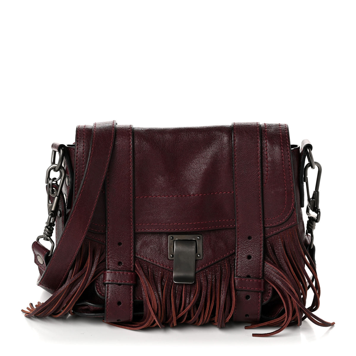 Lambskin Fringe PS1 Crossbody Pouch Oxblood